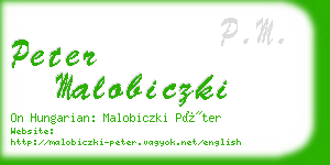 peter malobiczki business card